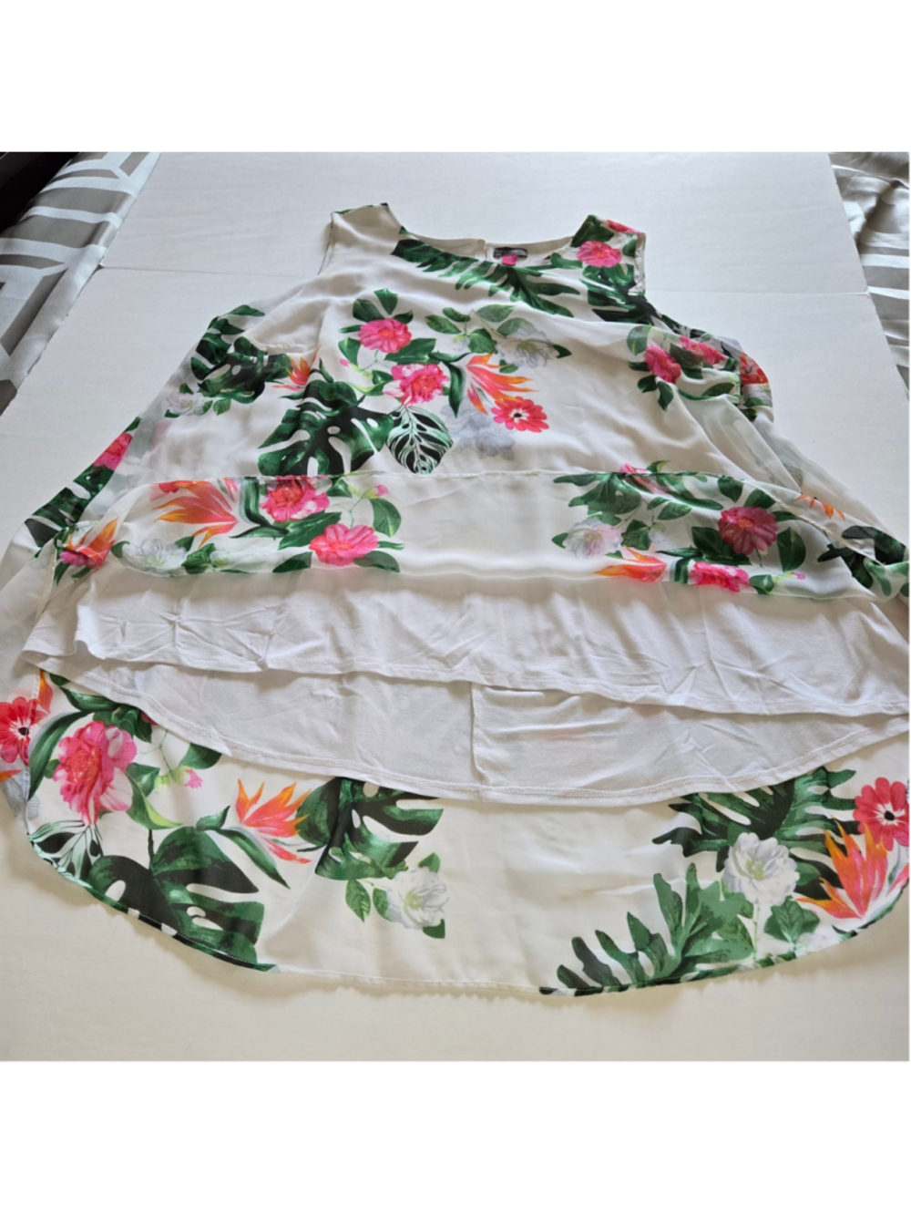 Vince Camuto Women's Floral Sleeveless White Green Pink Tank Top Plus Sz 2X - Picture 9 of 11